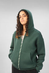 Zipper hoodie Unisex Oversized fit- Green