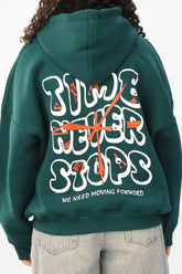 Unisex BOXY Fit Hoodie - Time -Forest Green