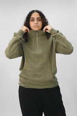 Quarter Zip Hoodie Unisex Oversized fit-Olive