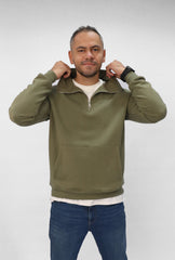 Quarter Zip Hoodie Unisex Oversized fit-Olive