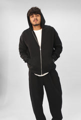 Zipper hoodie Unisex Oversized fit-Black