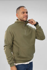 Quarter Zip Hoodie Unisex Oversized fit-Olive