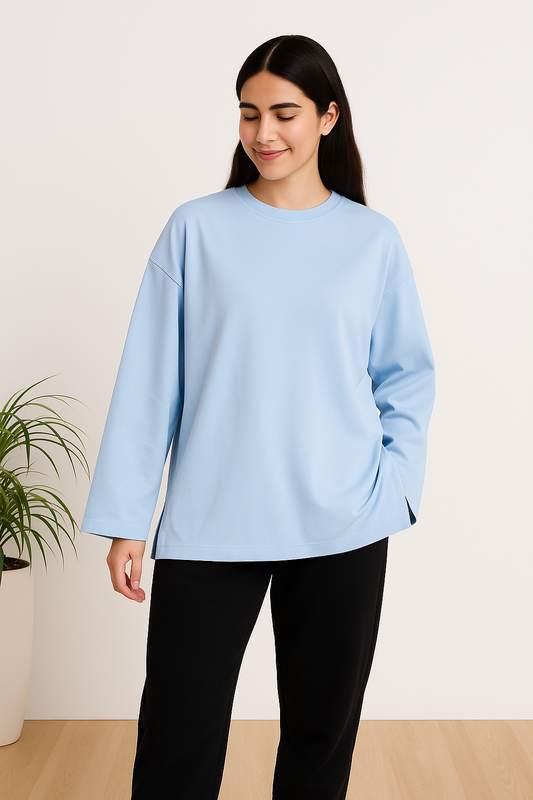 LONG SLEEVE OVERSIZED T-SHIRT Baby blue