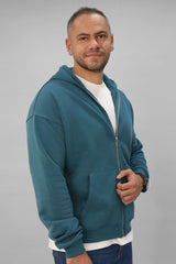 Zipper hoodie Unisex Oversized fit-Teal