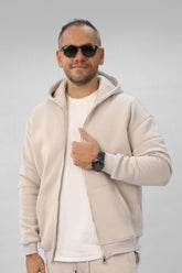 Zipper hoodie Unisex Oversized fit-Beige