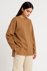 LONG SLEEVE OVERSIZED T-SHIRT Camel