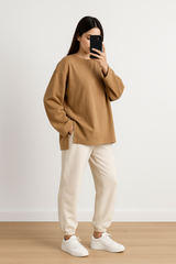 LONG SLEEVE OVERSIZED T-SHIRT Camel
