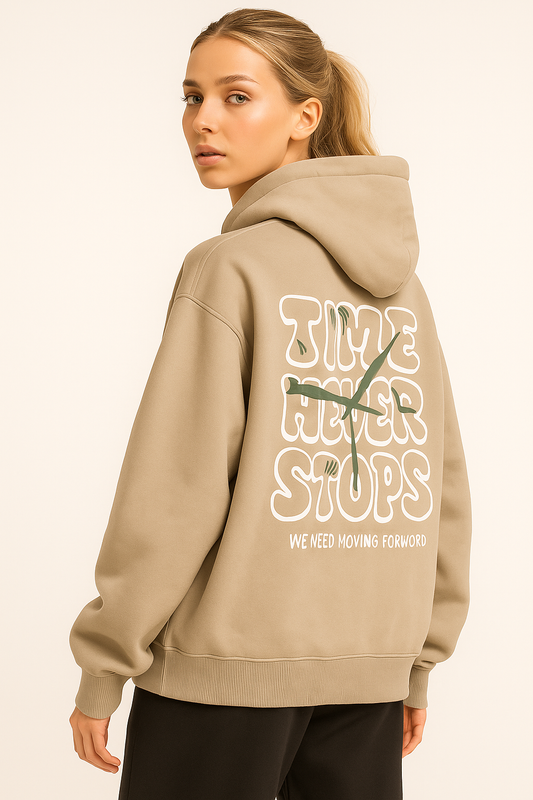 Unisex Oversize Hoodie - Time-Beige