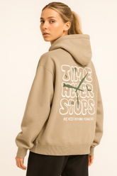 Unisex BOXY Fit Hoodie - Time-Beige