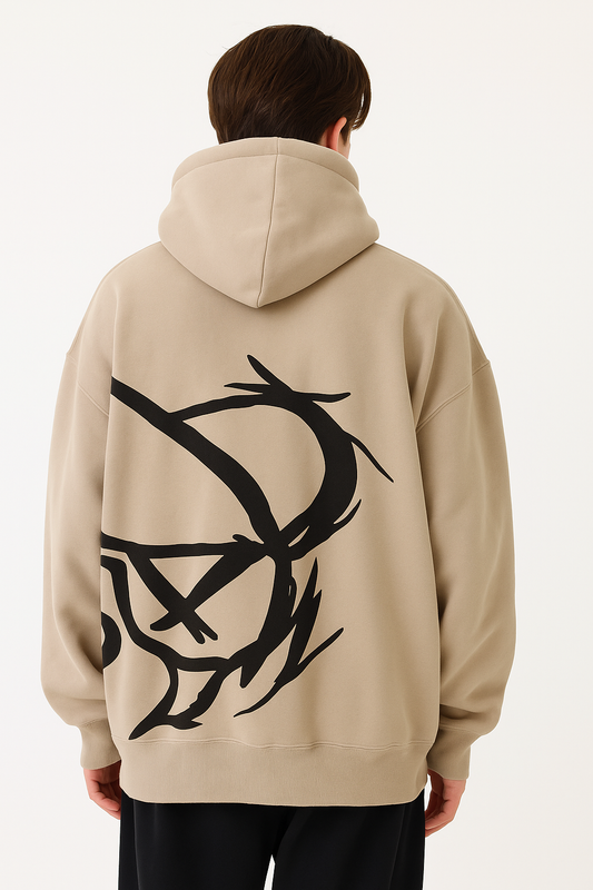 Unisex Oversized Bear Hoodie - Beige