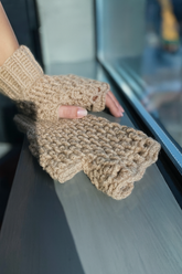 Half Finger Gloves - Beige