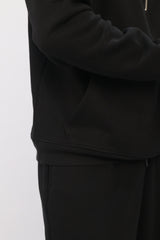 Quarter Zip Hoodie Unisex Oversized fit-Black