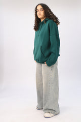 Unisex BOXY Fit Hoodie - Time -Forest Green