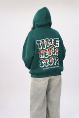 Unisex BOXY Fit Hoodie - Time -Forest Green