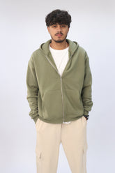Zipper hoodie Unisex Oversized fit-Olive