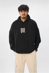 QUE Boxy Fit oversized hoodie- Black