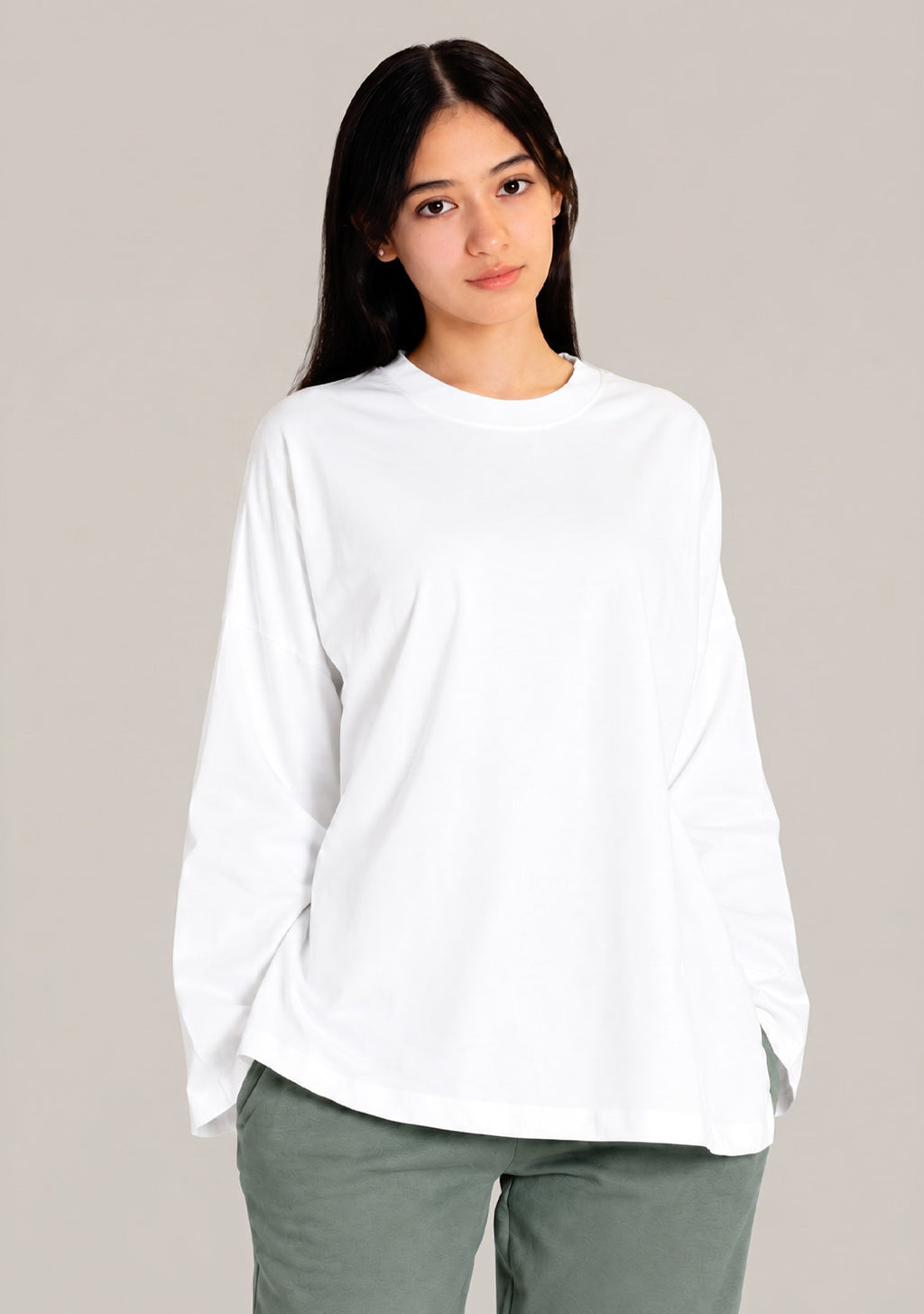 LONG SLEEVE OVERSIZED T-SHIRT -OFF WHITE