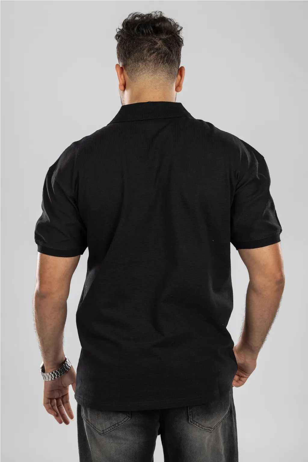 Jacquard V-Neck Polo
