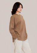 LONG SLEEVE OVERSIZED T-SHIRT -CAMEL