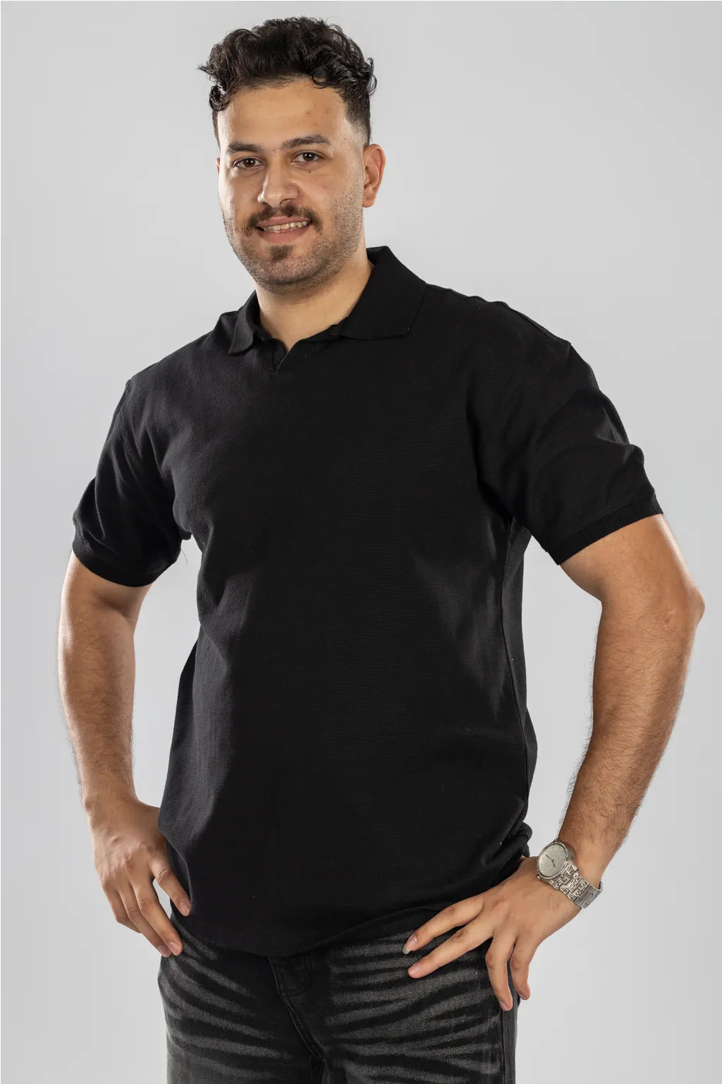 Jacquard V-Neck Polo