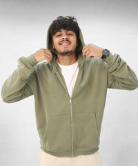 Zipper hoodie Unisex Oversized fit-Olive