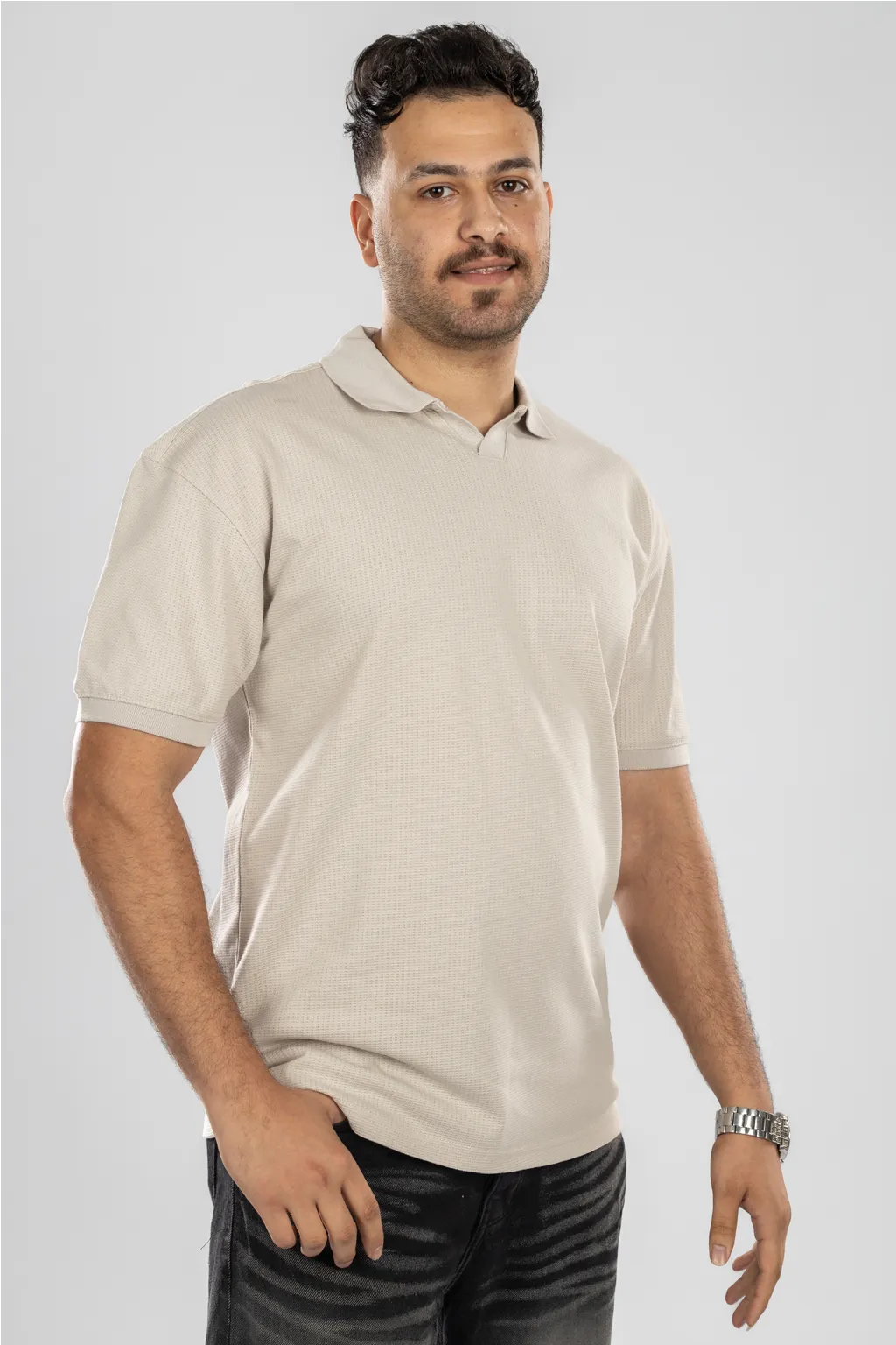 Jacquard V-Neck Polo