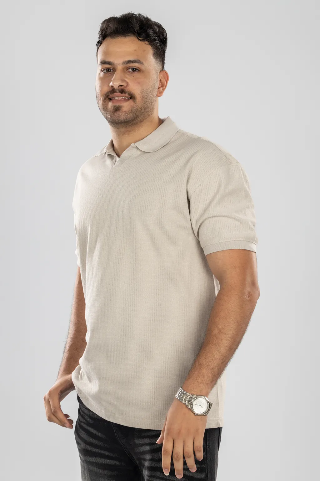 Jacquard V-Neck Polo