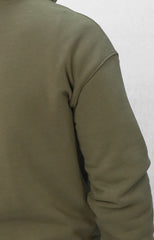 Quarter Zip Hoodie Unisex Oversized fit-Olive