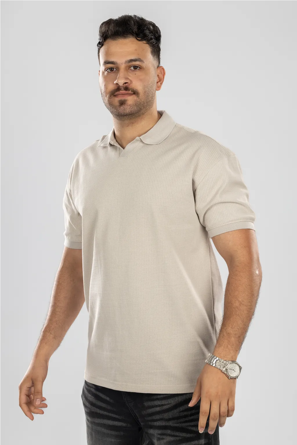 Jacquard V-Neck Polo
