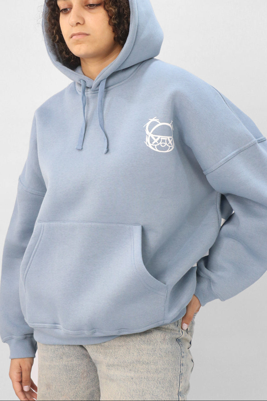 Unisex BOXY Fit Bear Hoodie - Blue