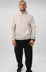 Quarter Zip Hoodie Unisex Oversized fit-Grey