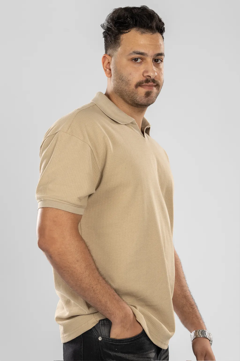 Jacquard V-Neck Polo