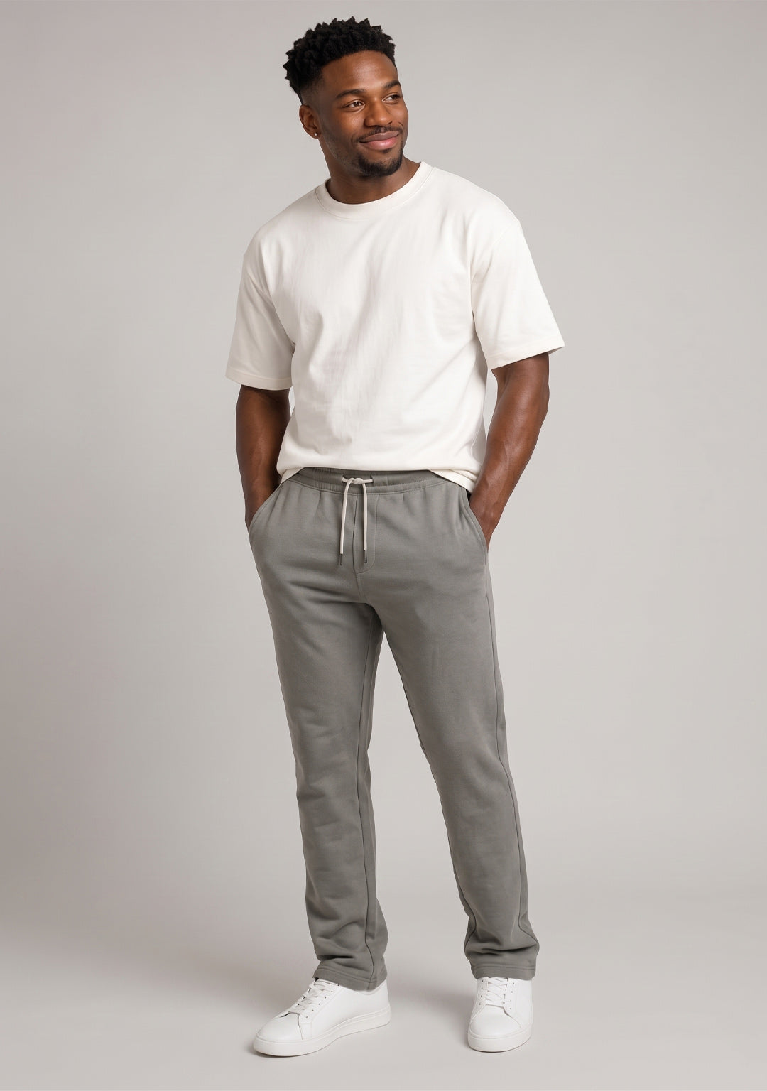 Diagonal Straight Leg Pant -Med Grey