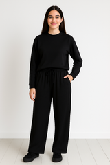 Soft Touch Long Sleeve Relaxed t-shirt Black