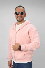 Zipper hoodie Unisex Oversized fit-Light Pink