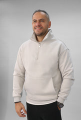 Quarter Zip Hoodie Unisex Oversized fit-Grey