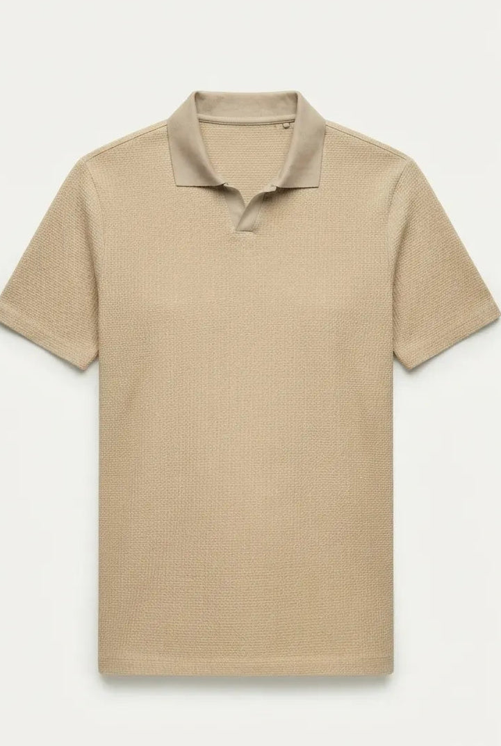 Polo Shirt - Jacquard V-Neck