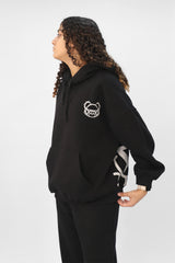 Unisex BOXY Fit Bear Hoodie - Black