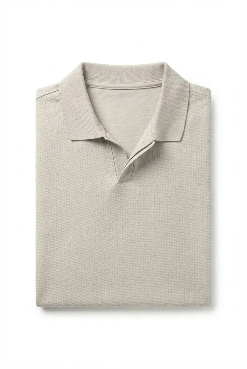 Polo Shirt - Jacquard V-Neck