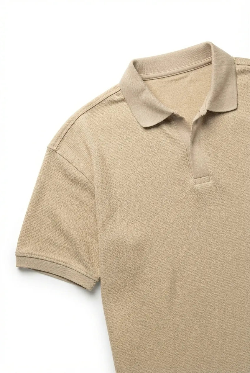 Polo Shirt - Jacquard V-Neck