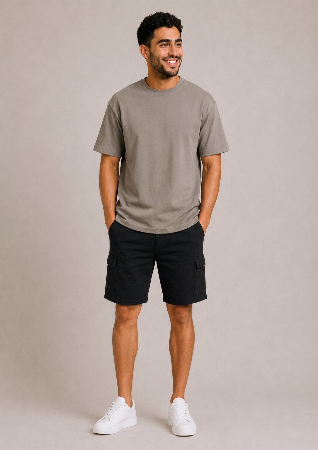 BASIC HEAVYWEIGHT T-SHIRT- MED  GREYISH