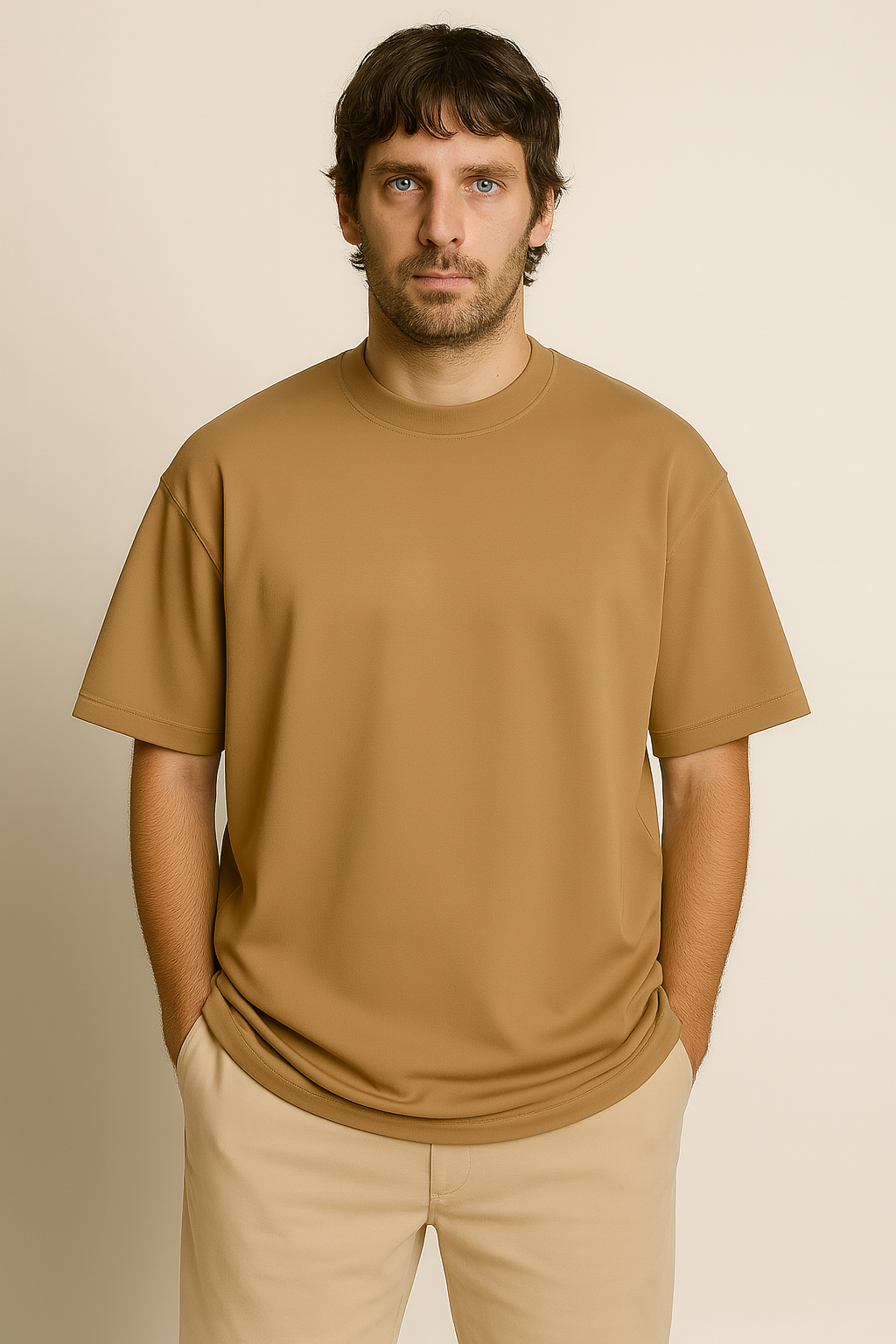 Basic Over size T-shirt Camel