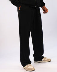 Melton Wideleg Pant - Black