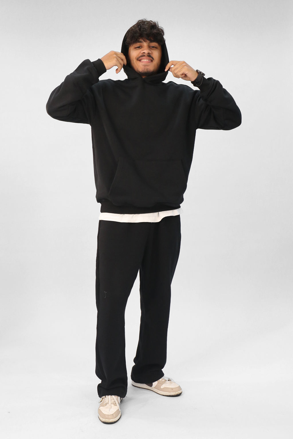 Melton Wideleg Pant - Black