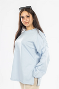 LONG SLEEVE OVERSIZED T-SHIRT -BABY BLUE