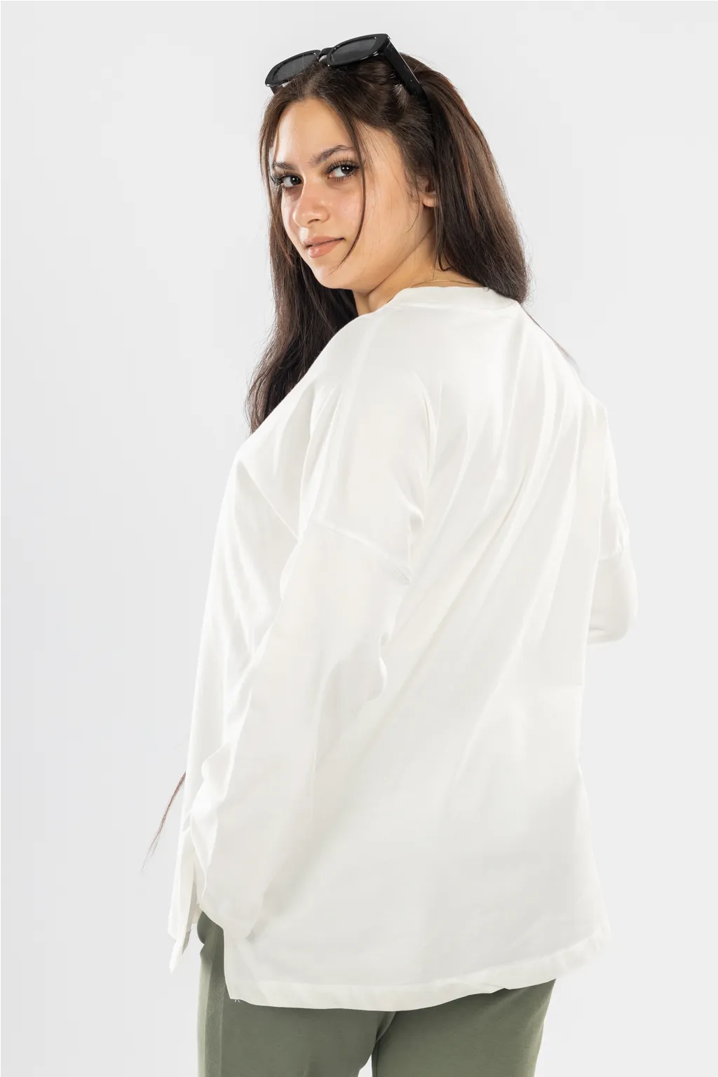 LONG SLEEVE OVERSIZED T-SHIRT -OFF WHITE