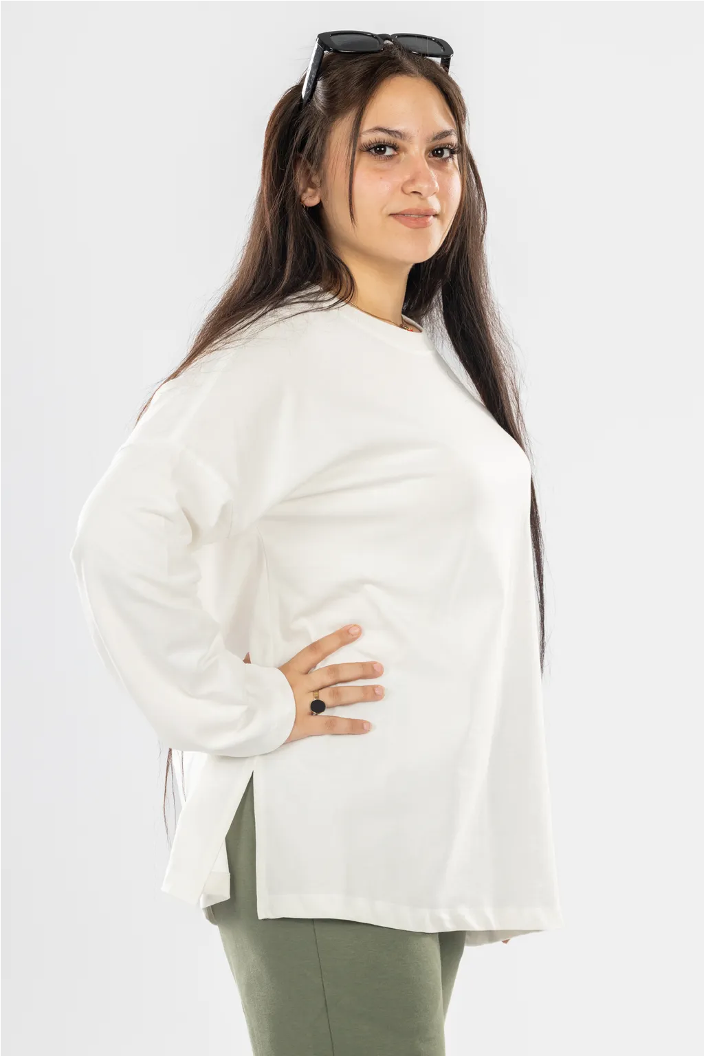 LONG SLEEVE OVERSIZED T-SHIRT -OFF WHITE