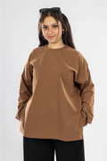 LONG SLEEVE OVERSIZED T-SHIRT -CAMEL