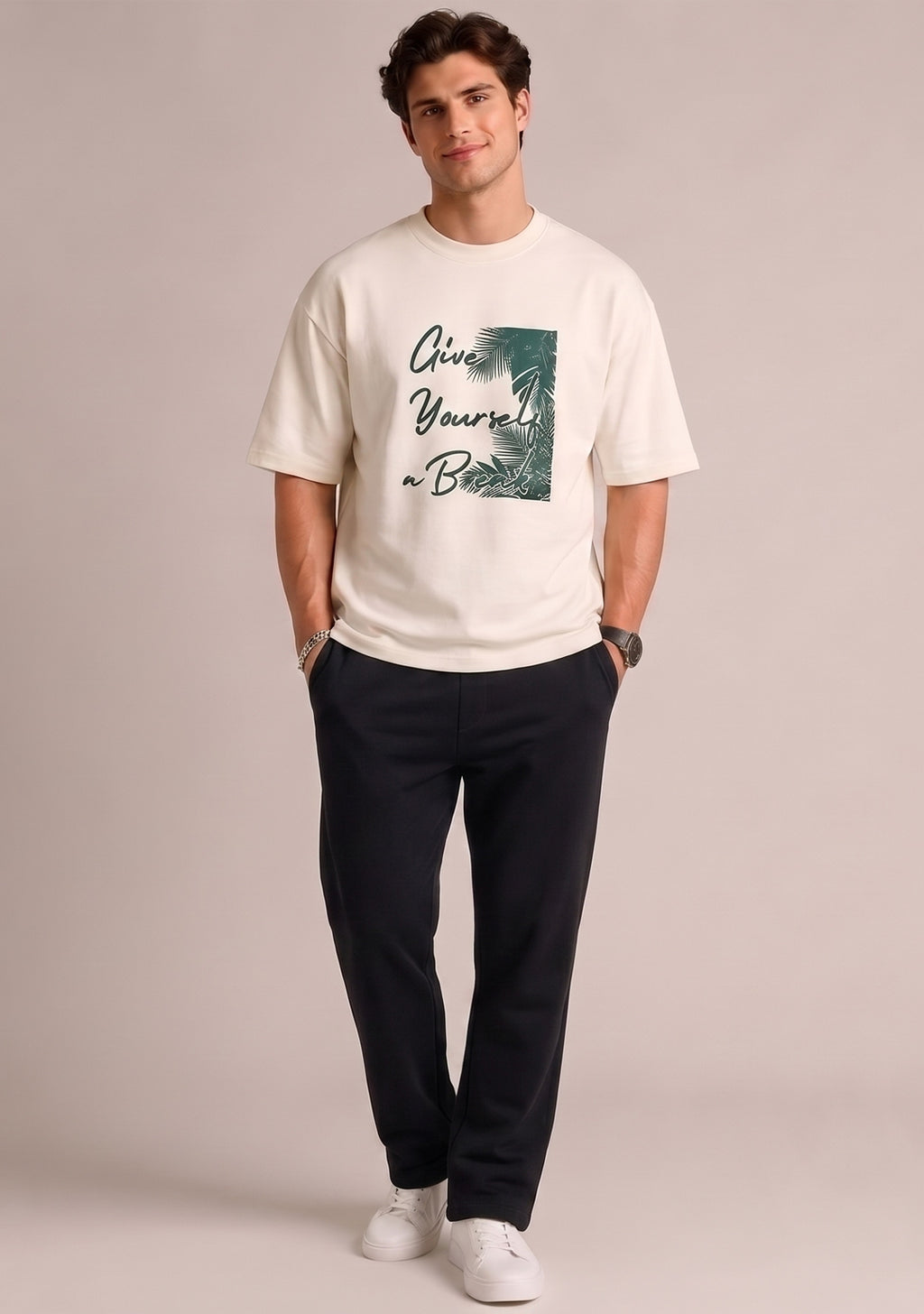 Diagonal Straight Leg Pant - Black