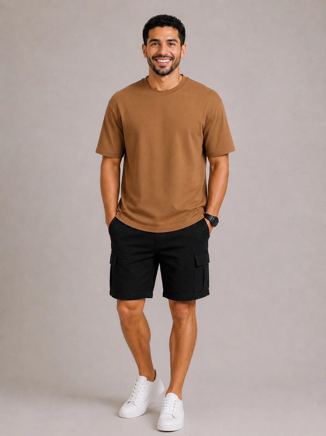 BASIC HEAVYWEIGHT T-SHIRT- CAMEL